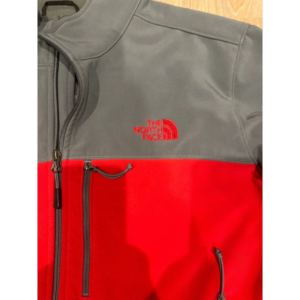 The North Face Mens Softshell Jacket Red Grey Large Full Zip